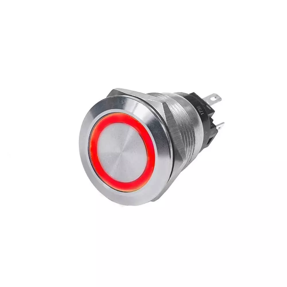 4163 SS Push Button Switch – Off-(On) – Red – 10A
