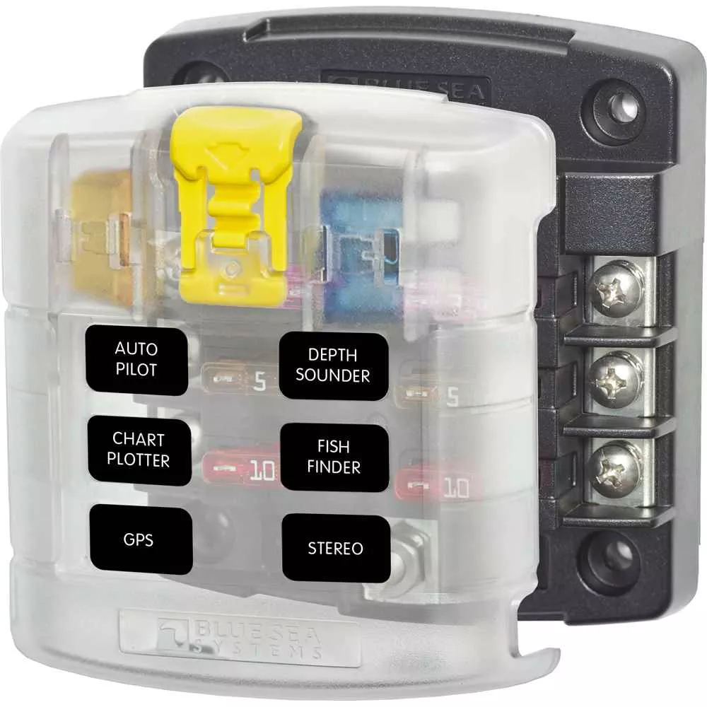 5028 ST Blade Fuse Block w/ Cover – 6 Circuit without Negative Bus