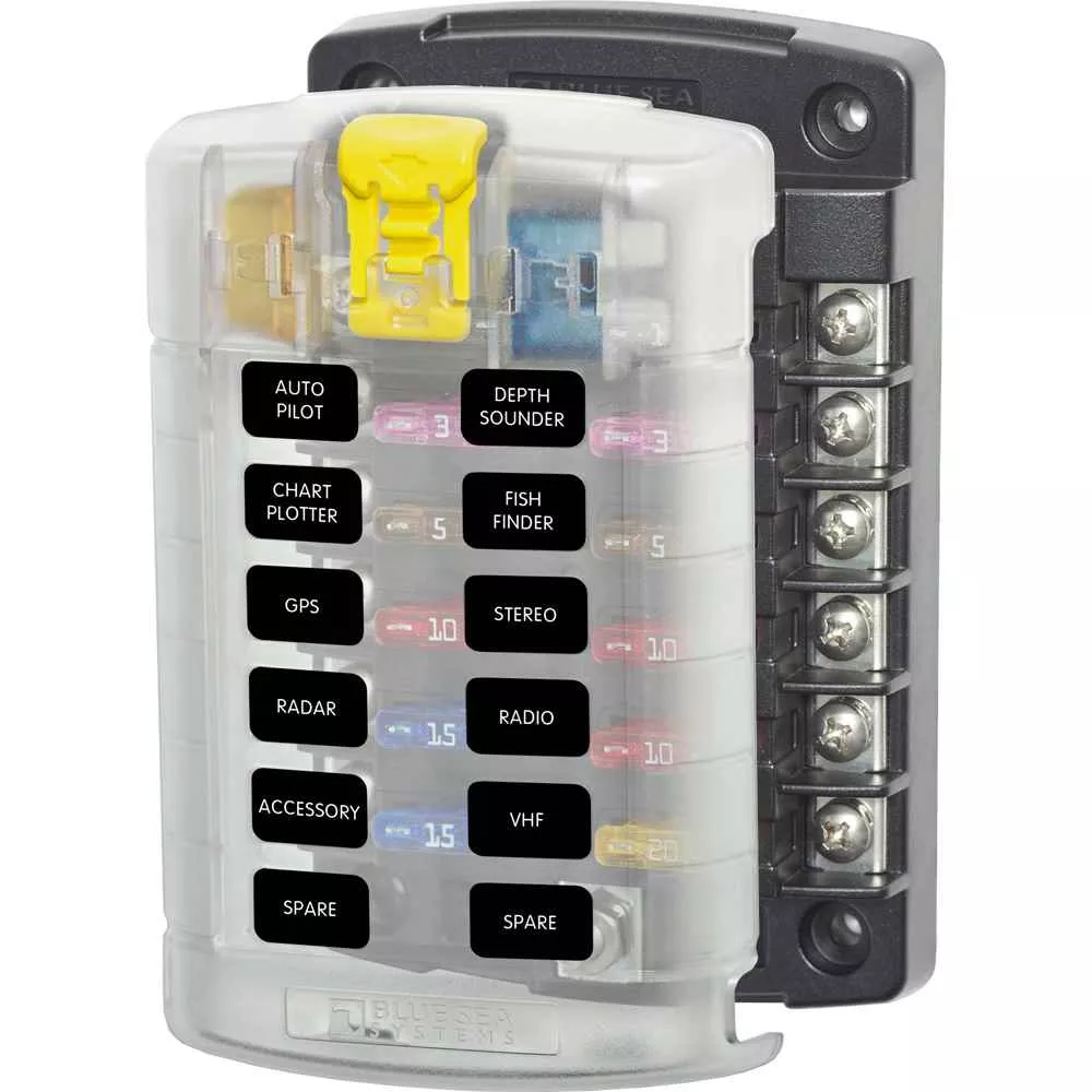 5029 ST Blade Fuse Block w/Cover – 12 Circuit w/o Negative Bus