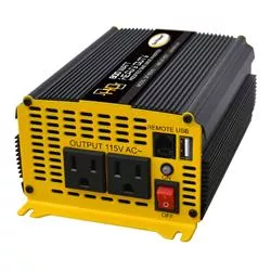 Power Inverter Go Power 80175 Modified Sine Wave Inverter; 600 Watts Output/ 860 Watts Surge; 80 To 90 Percent Efficiency; Two Outlets; Over Load/ Over Thermal Protection/ Cooling Fan; 3.4″ x 2″ x 9″ ; Cables Included