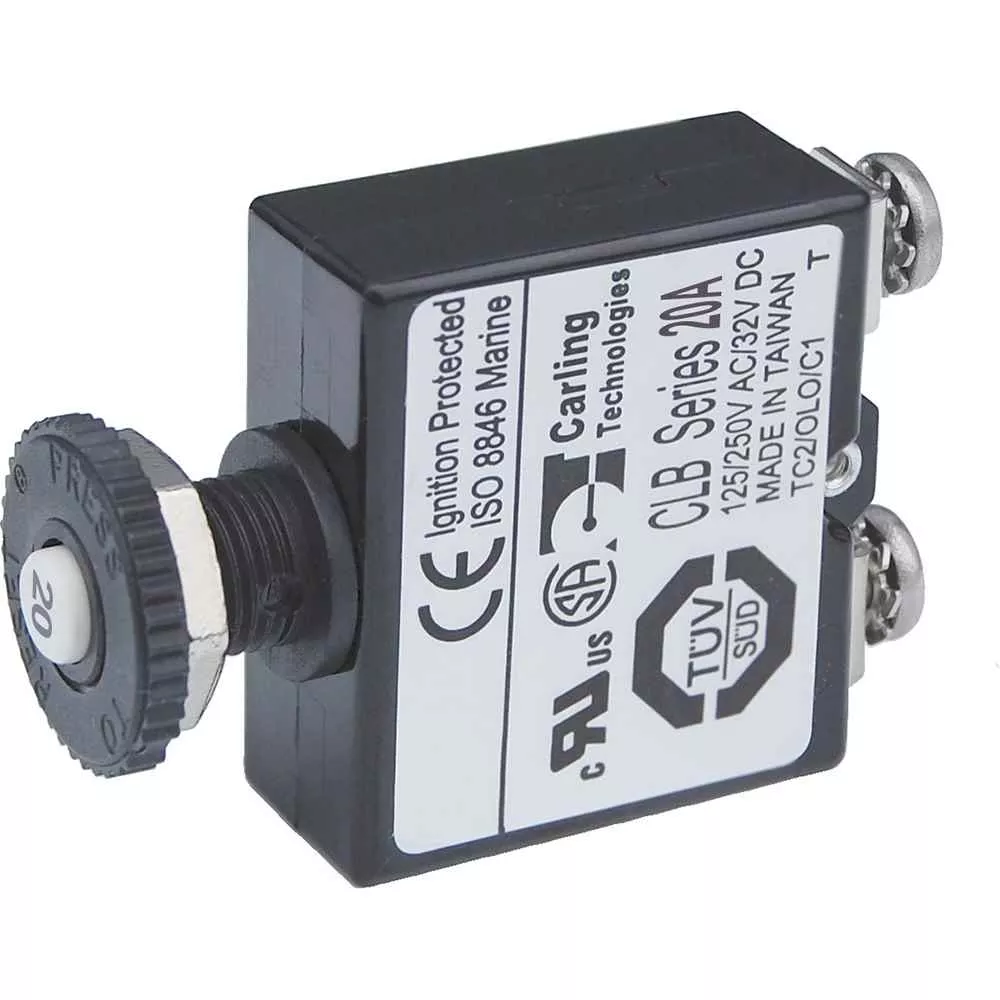 Push Button Reset Only Screw Terminal Circuit Breaker – 20 Amps