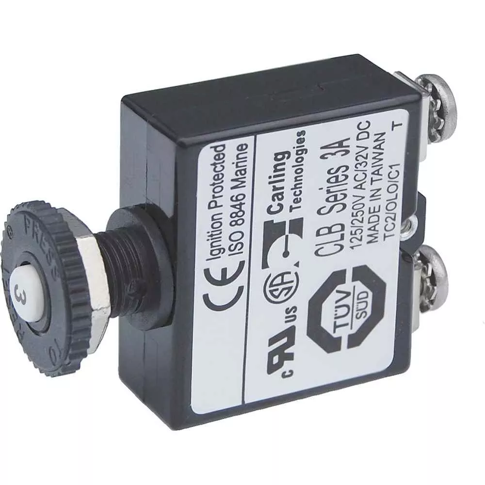 Push Button Reset Only Screw Terminal Circuit Breaker – 3 Amps