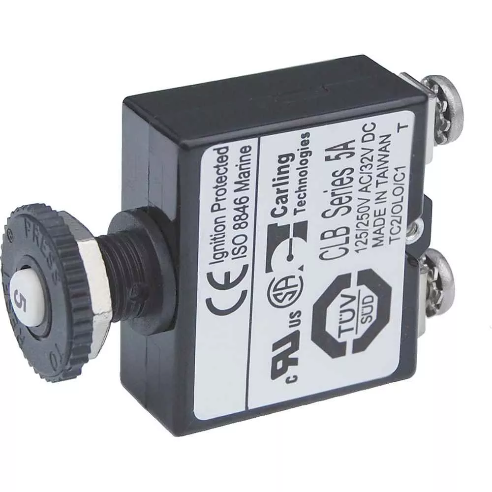 Push Button Reset Only Screw Terminal Circuit Breaker – 5 Amps