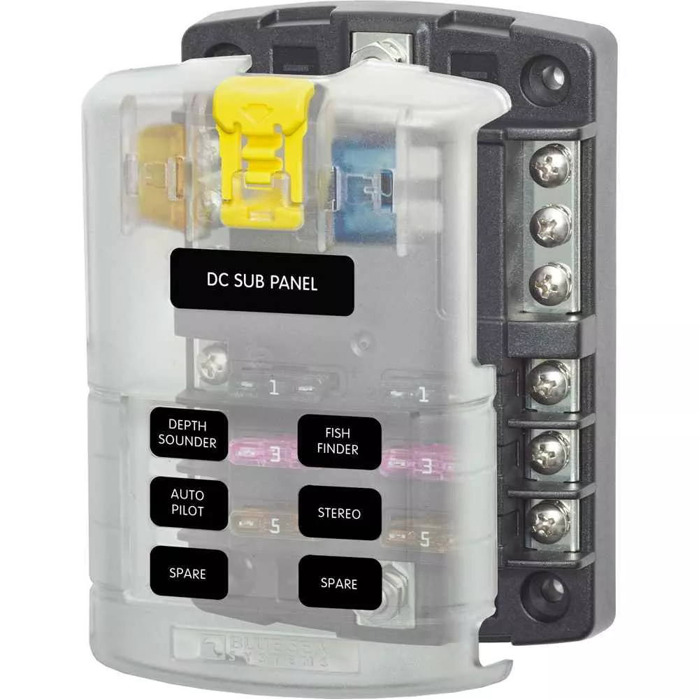 ST Blade Fuse Block – 6 Circuits with Negative Bus and Cover