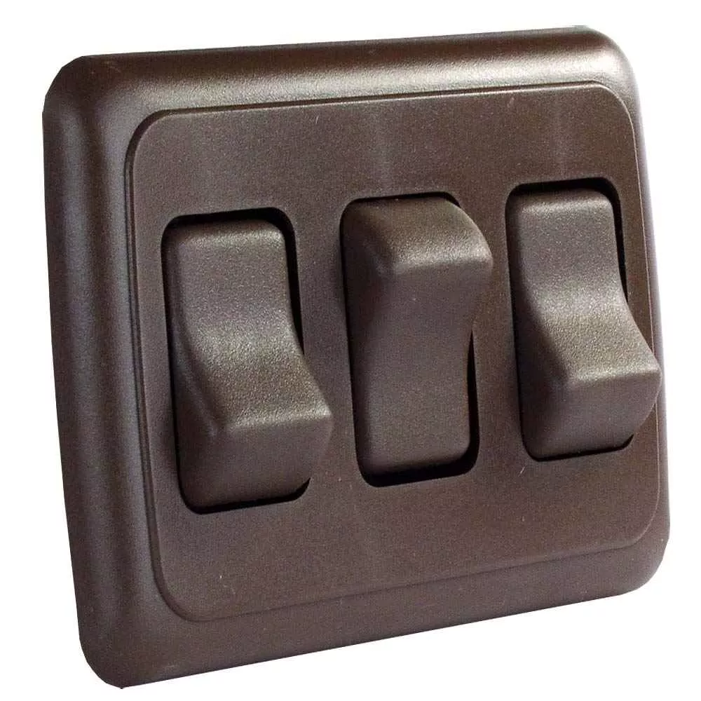 Triple Rocker Switch Assembly – Brown
