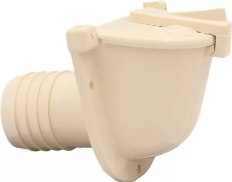 Zebra RV Fresh Water Inlet, Flange Type, 1-3/8″ Barb Connection, Colonial White
