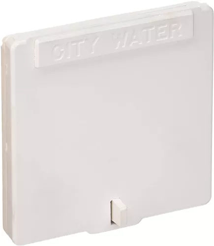 Zebra RV Fresh Water Inlet With Hinged Lid, 3-1/2″ x 3-1/2″, Colonial White